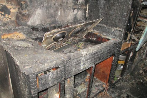 Smoke and fire damage inside a home