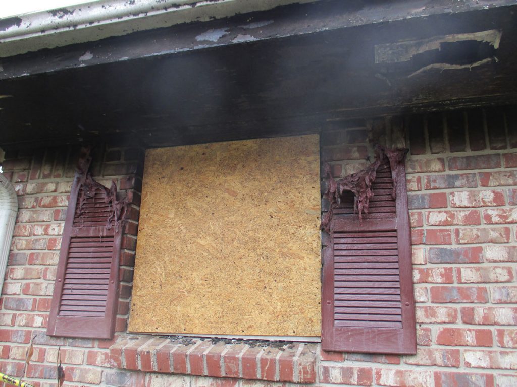 Fire damage repair timeline begins with soot-covered rooms after a house fire