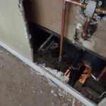 Second floor toilet tub supply line break